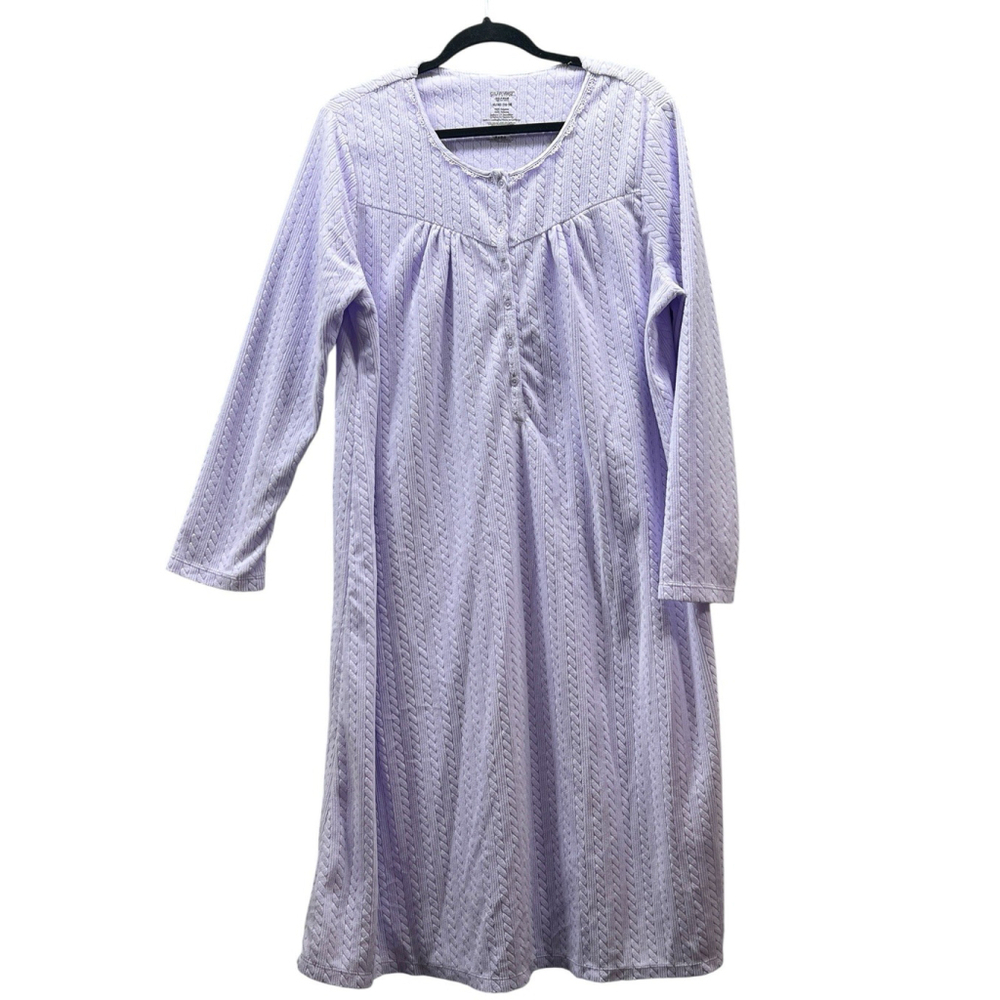 Simply Basic Purple Cable Knit Nightgown Large grannycore mature